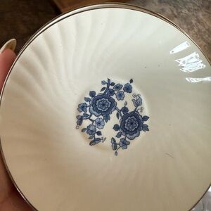 Set 4 Vtg Royal Blue Ironstone Enoch Wedgwood Tunstall Porcelain Plates Saucers